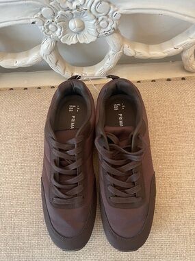 Womens Brown Casual Lace-Up Sneakers